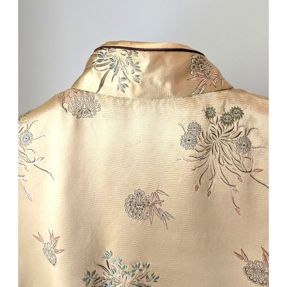 Vintage Silk Jacquard Qipao Cheongsam Dress Champagne Gold Chinese Dress Elegant - Picture 4 of 13